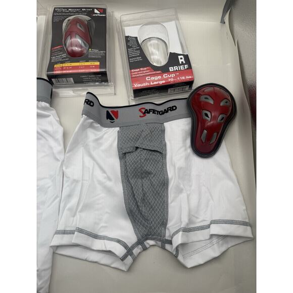3pc Safetgard Youth Boxer Brief White w/Red Cage Cup, Youth Large & Regular*READ - Picture 3 of 16